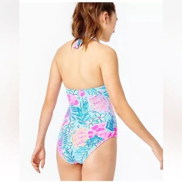 LILLY PULITZER Kolka One Piece Sea Glass Aqua L76056 Women's Swimsuit 2 - Picture 3 of 14